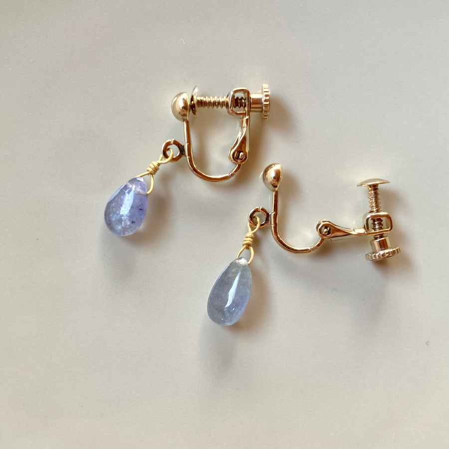 Bicolor Zoisite Short Pierces / Earrings (GOLD)