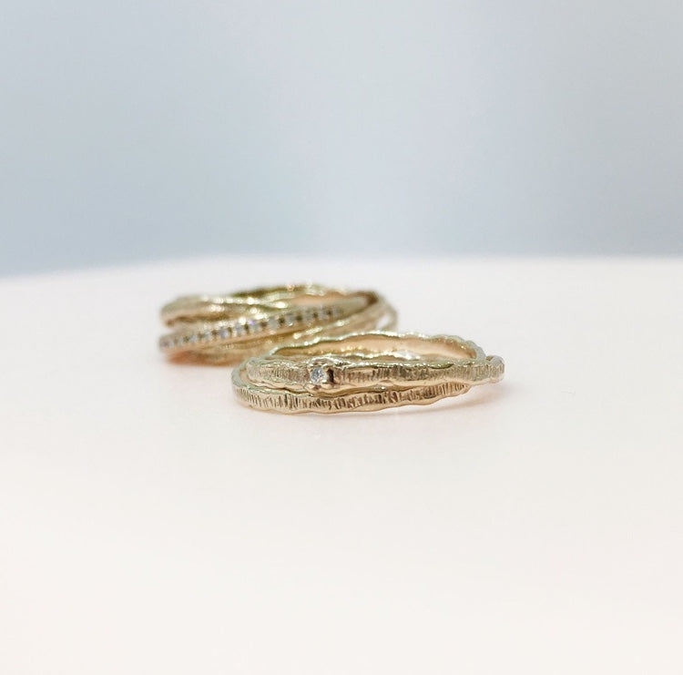 SHAFCA Five Gold Rings with Diamonds