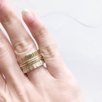 SHAFCA Gold Frill Wide Ring