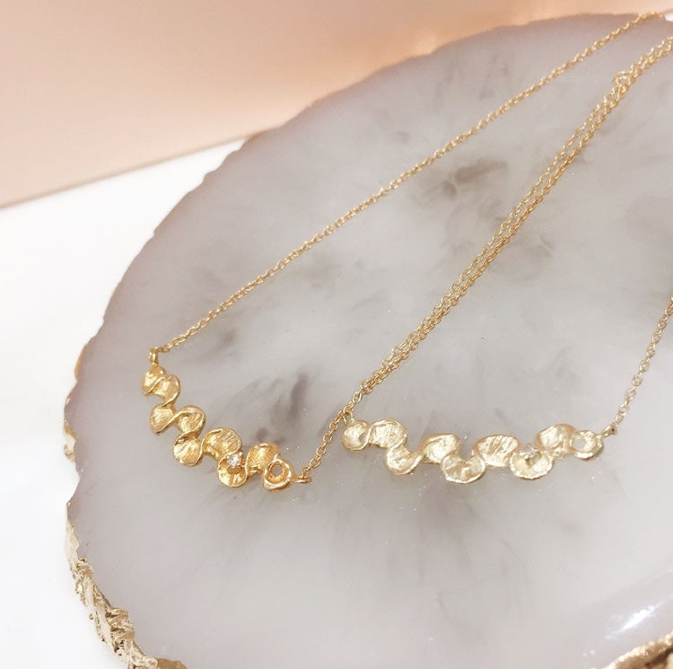 SHAFCA Gold Frill Necklace with Petit Diamond
