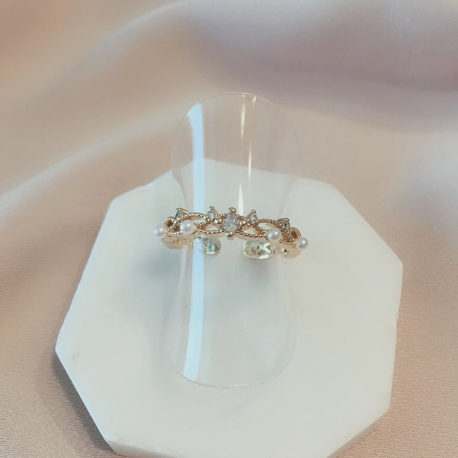 Select Petit Pearl and Zirconia Braid Ring