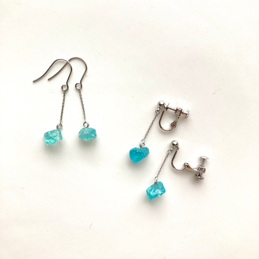Apatite Chain Pierces / Earrings (SILVER)
