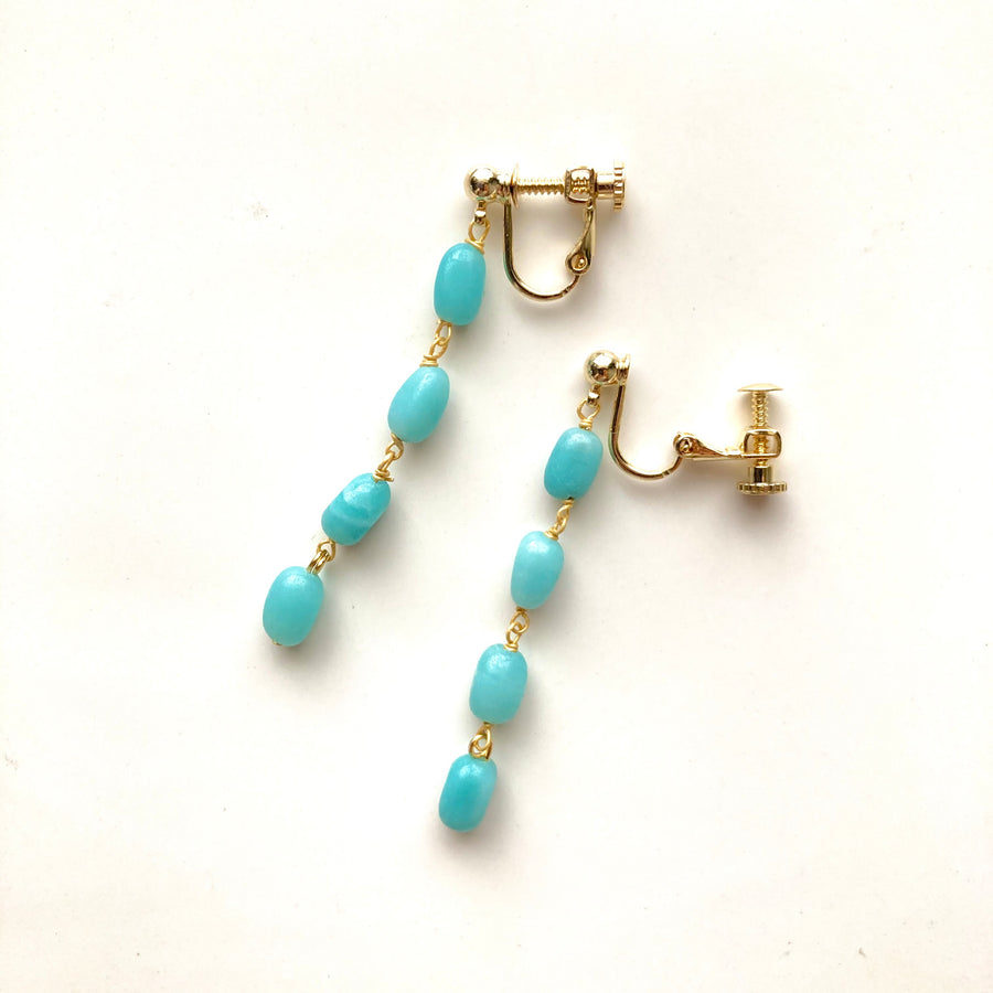 Amazonite Long Pierces / Earrings (GOLD)