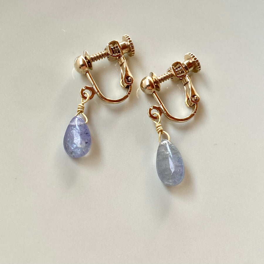 Bicolor Zoisite Short Pierces / Earrings (GOLD)