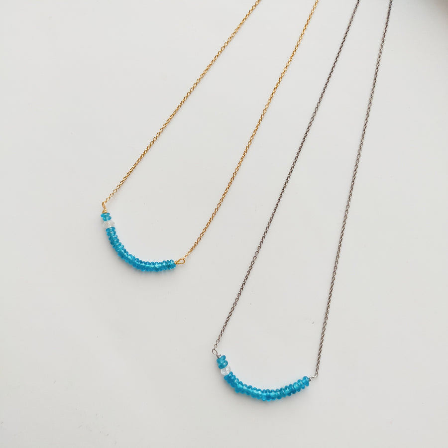 Apatite and Crystal Smiling Necklace (GOLD / SILVER)