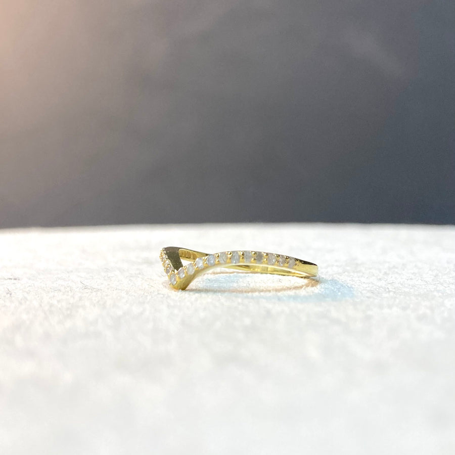 Silver Diamond V Shaped Ring