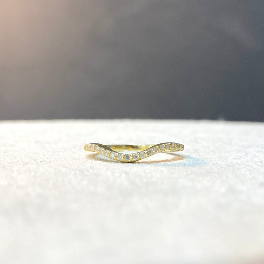 Silver Diamond Curved Line Ring