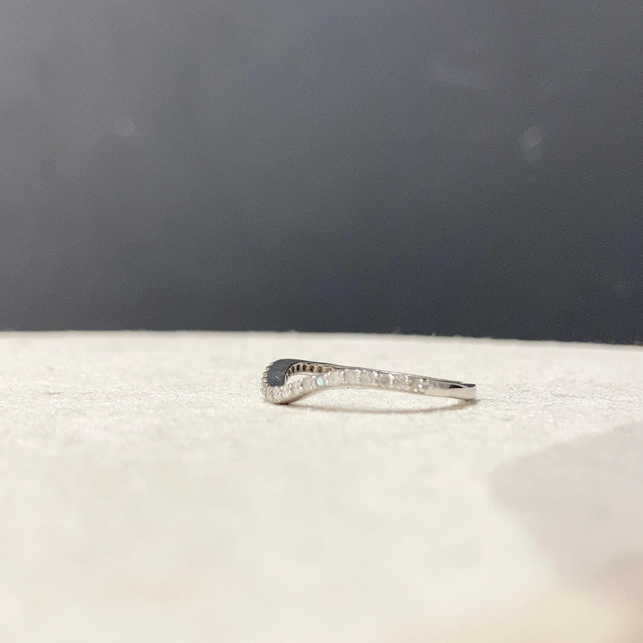 Silver Diamond Curved Line Ring