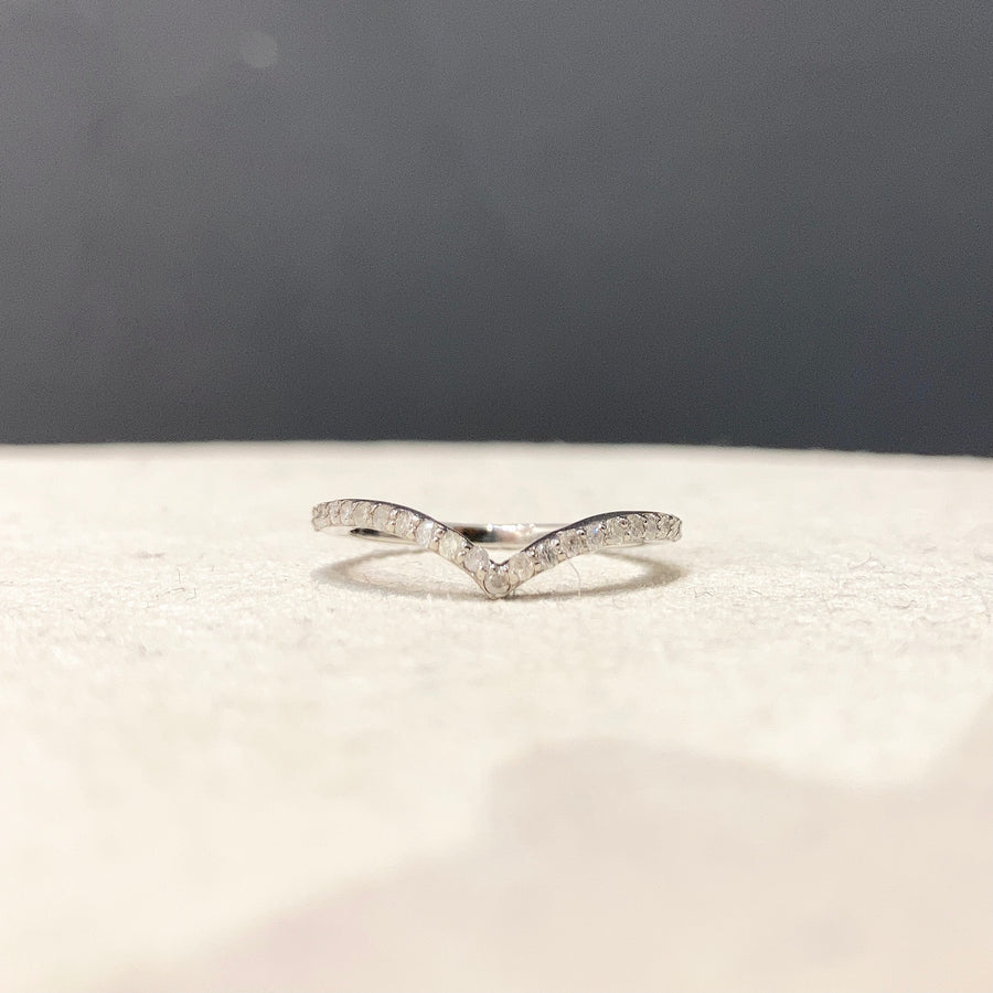 Silver Diamond V Shaped Ring