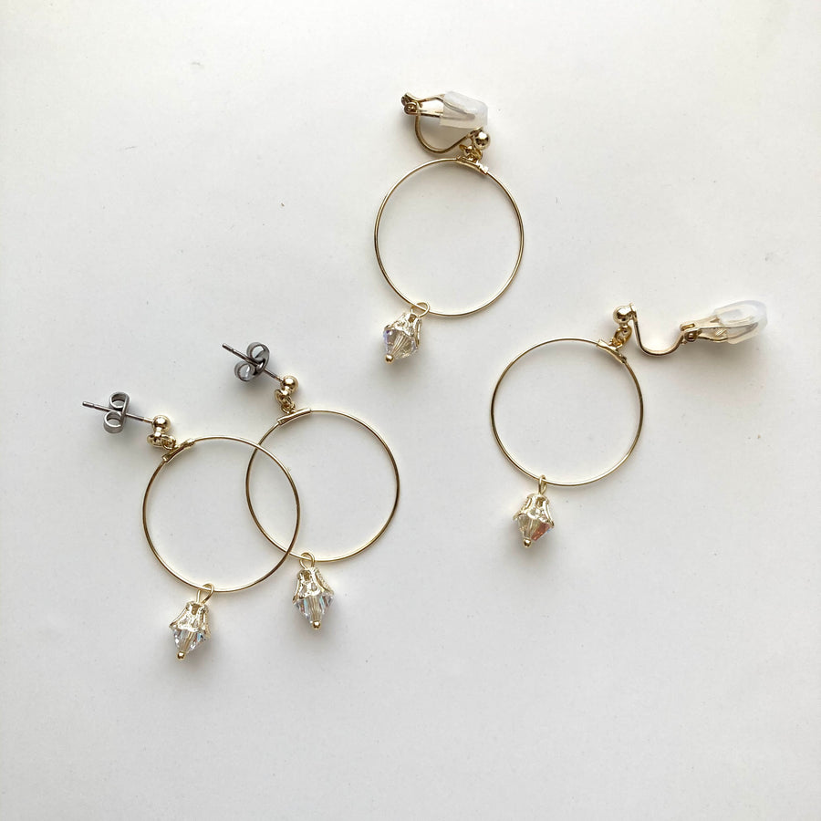 Circle SWAROVSKI Pierces / Earrings (GOLD)
