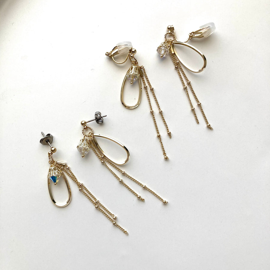 Drop and SWAROVSKI Pierces / Earrings (GOLD)