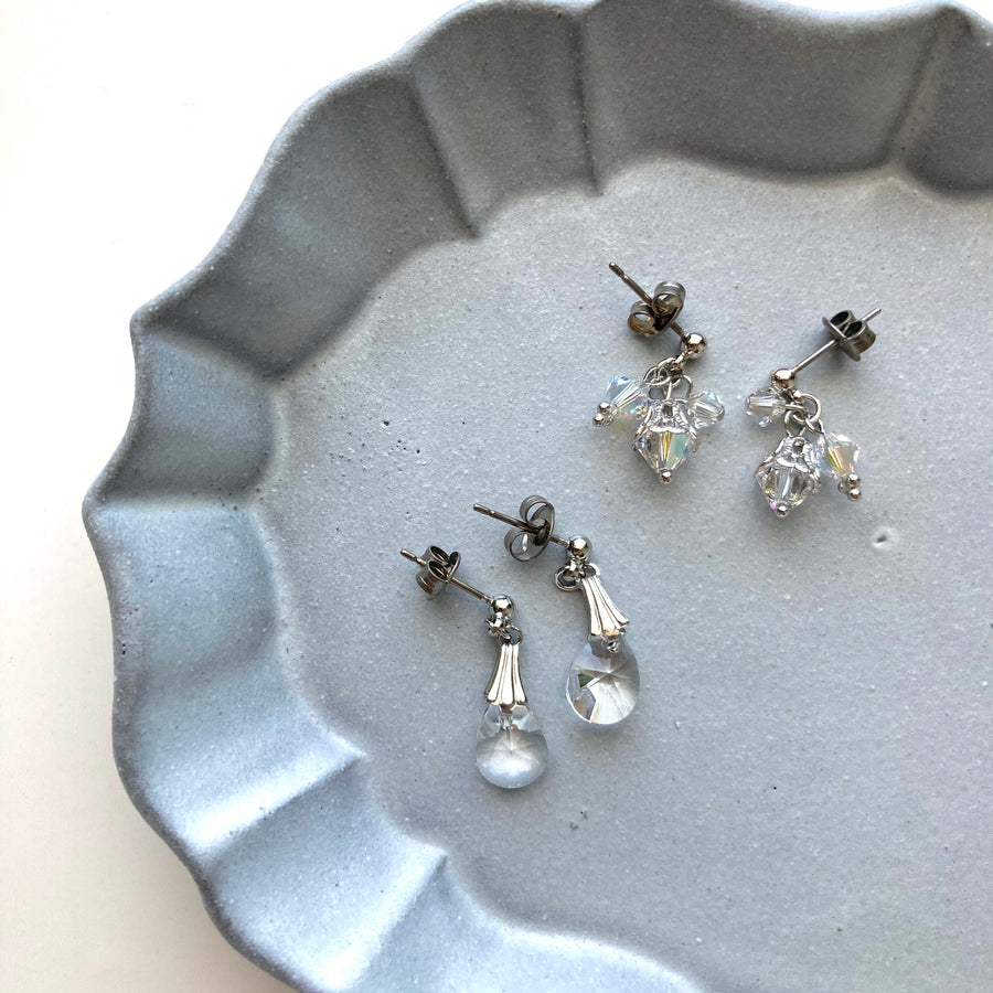 THREE SWAROVSKI Pierces / Earrings (SILVER)